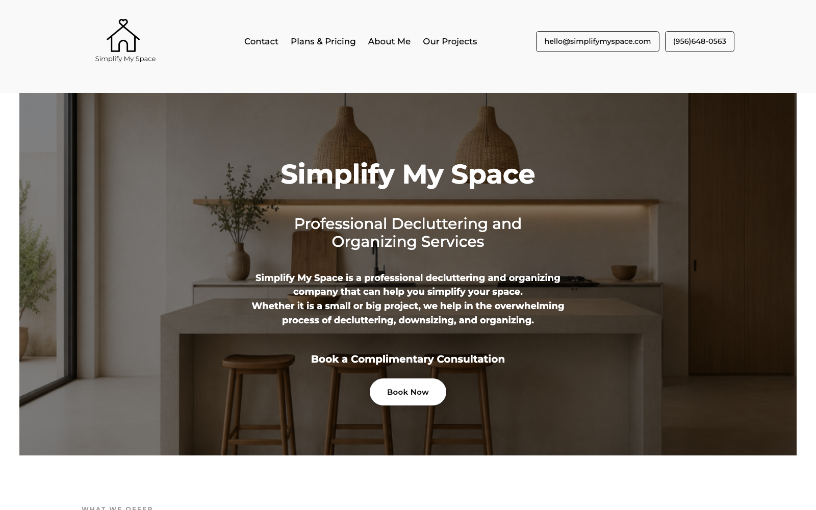 Sitio web de Simplify My Space, servicio profesional de organización de espacios